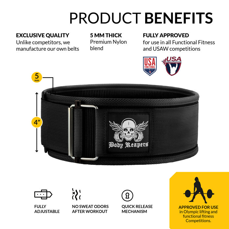 Body Reapers Auto-Locking Belt self-locking features infographic