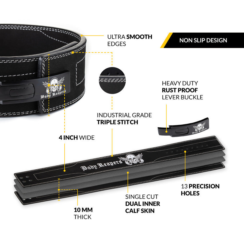 Body Reapers 10mm lever belt design and features infographic