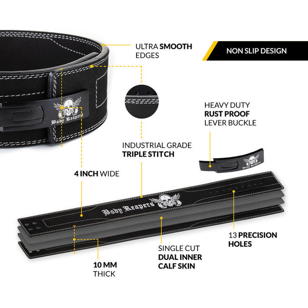 Body Reapers 10mm lever belt design and features infographic