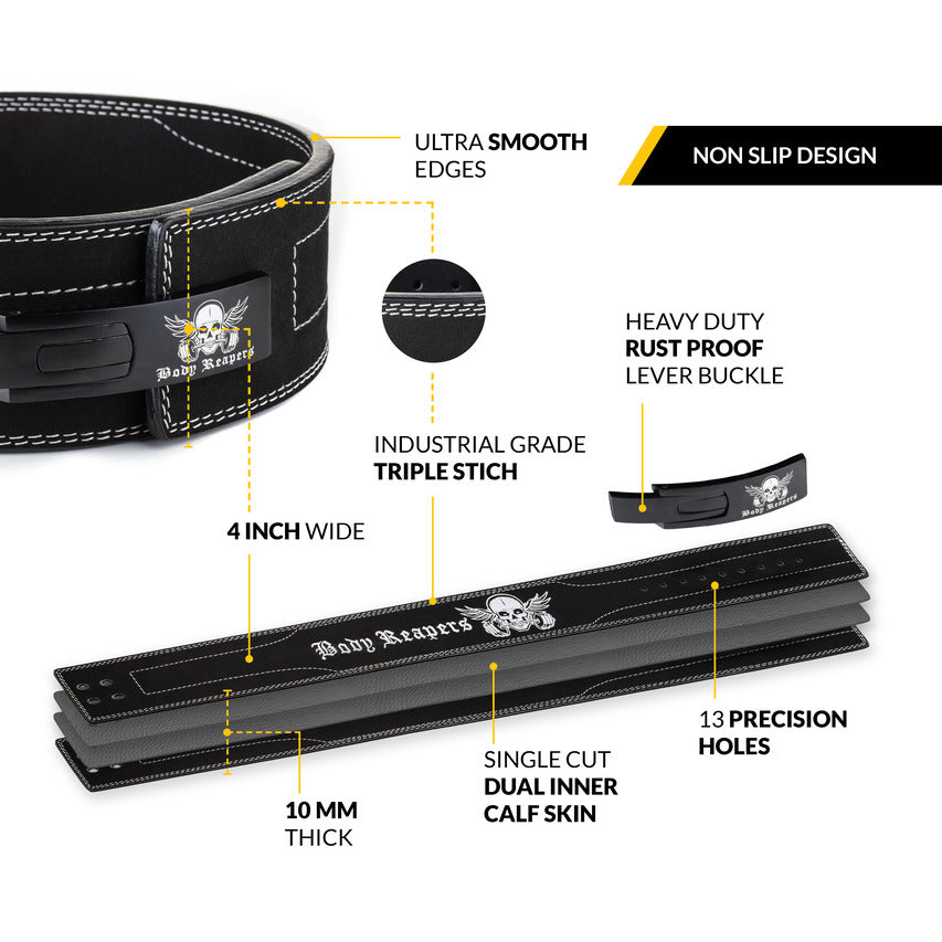 Body Reapers 10mm lever belt design and features infographic