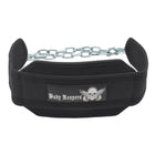 Body Reapers dip belt with the steel chain clipped through both D-rings, ready to load plates for weighted dips