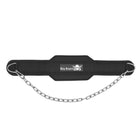 Body Reapers dip belt laid flat, showing the steel loading chain and dual D-ring attachment