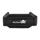 Body Reapers weightlifting dip belt, front view of the padded 4-inch nylon body with winged-skull logo patch